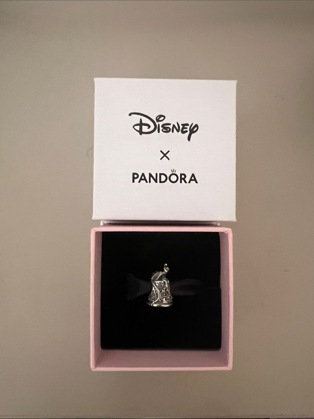 Disney Pandora Silver Bell Charm with Pink Box